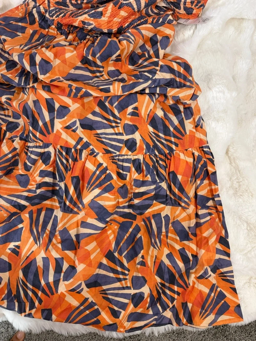 Nine West Orange and Navy Tropical Print Maxi Dress - Picture 6 of 6